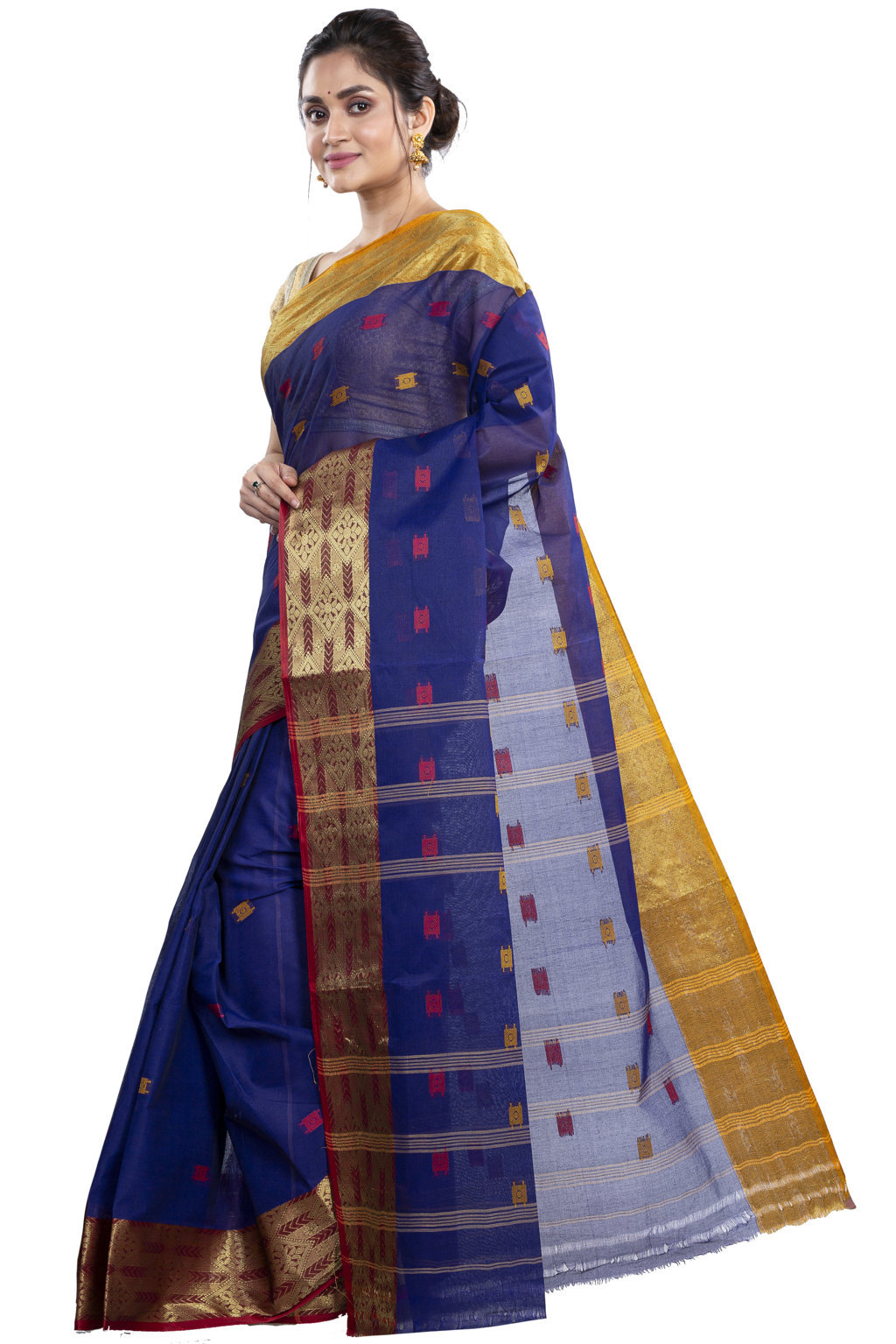 Naby Blue Pure Cotton SqureButi Tant Saree (792)